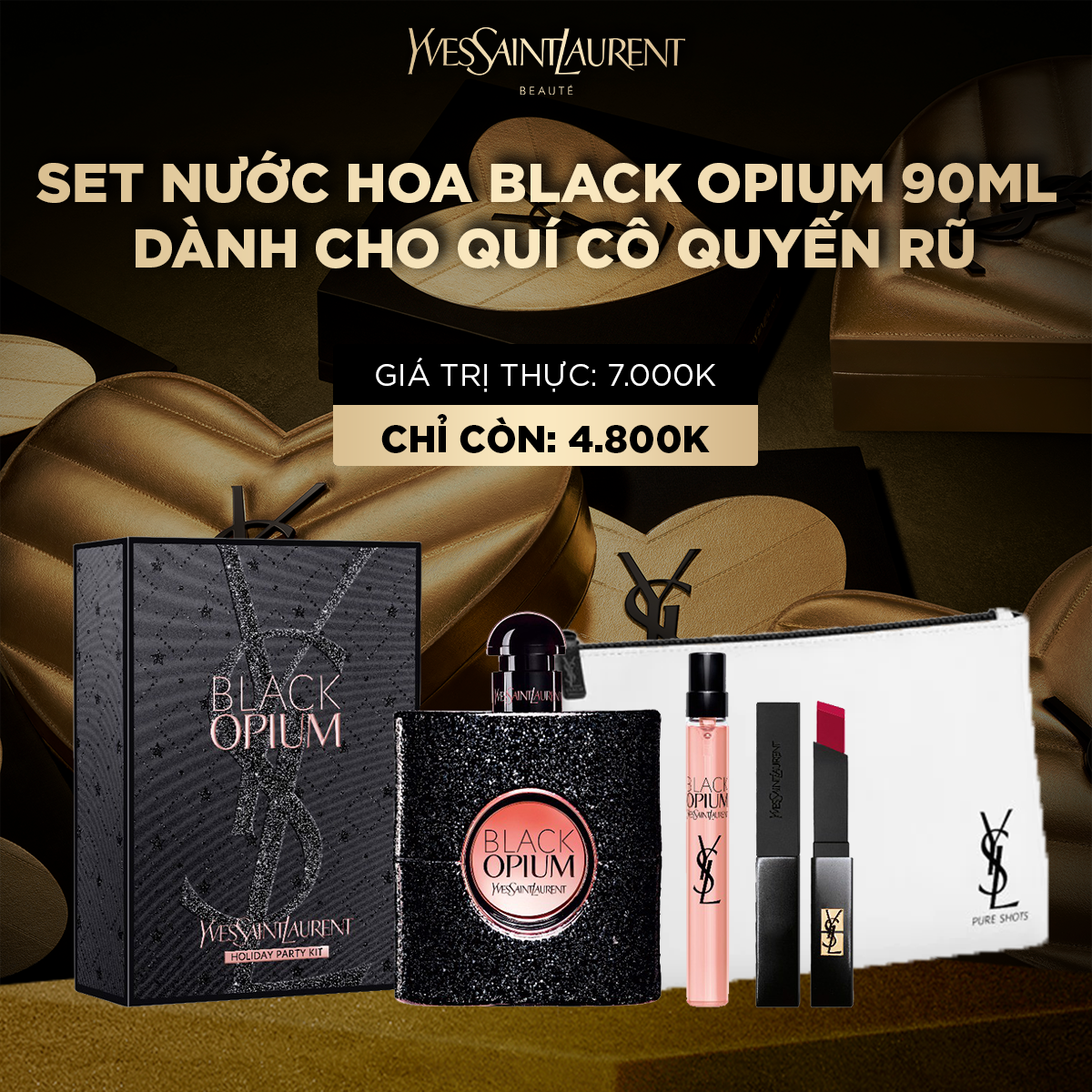 [FEB] Set nước hoa Black Opium 90ml phiên bản mùa lễ hội 2022