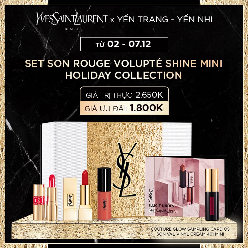 [YT-YN] Set Son Môi Rouge Volupté Shine Mini - Holiday Collection