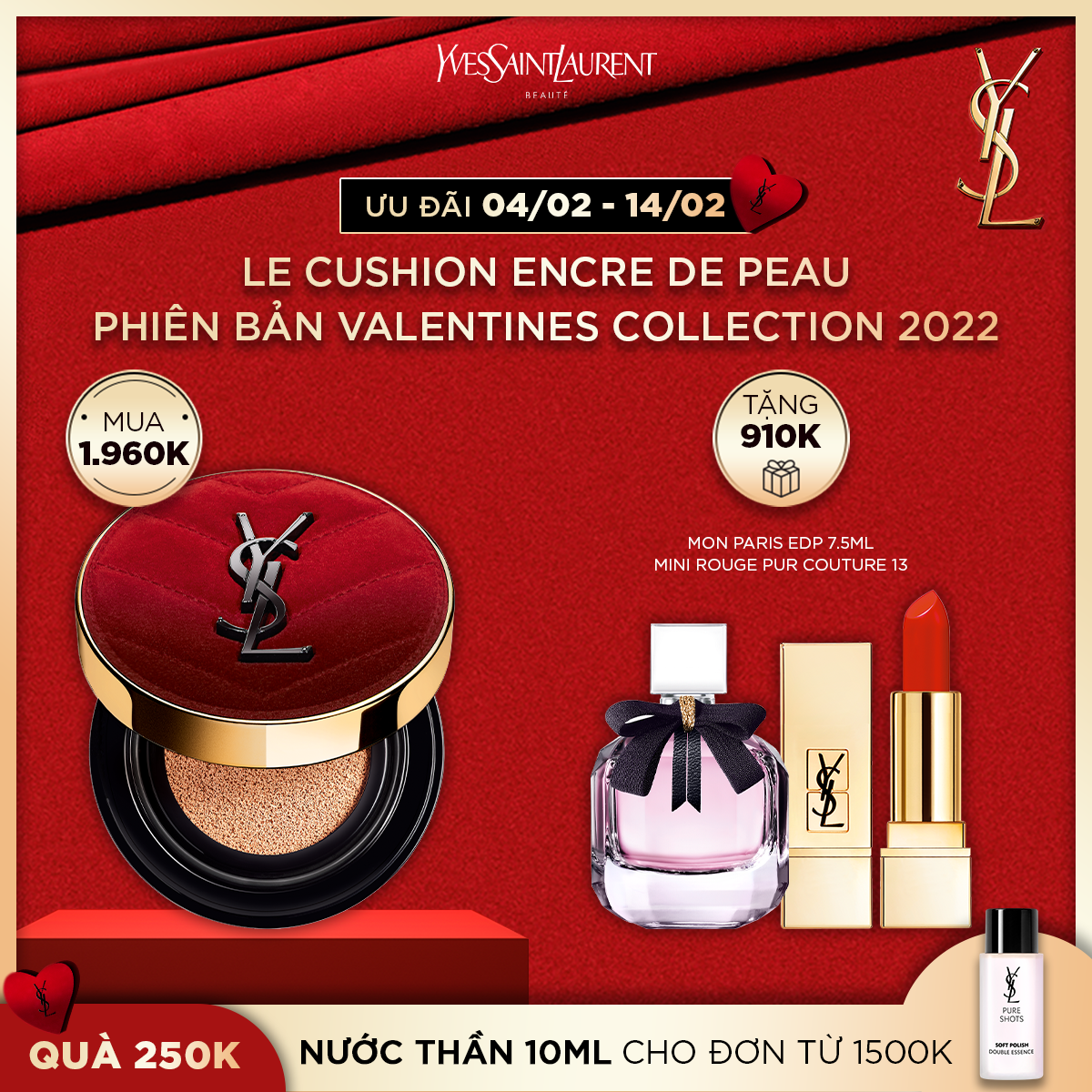 [VLT] Phấn nền dạng nước Le Cushion Encre de Peau phiên bản Valentines Collection 2022