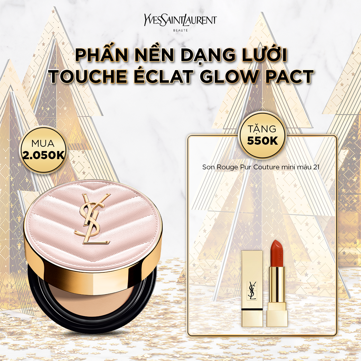 [XMAS] Cushion dạng lưới Touche Éclat Glow Pact
