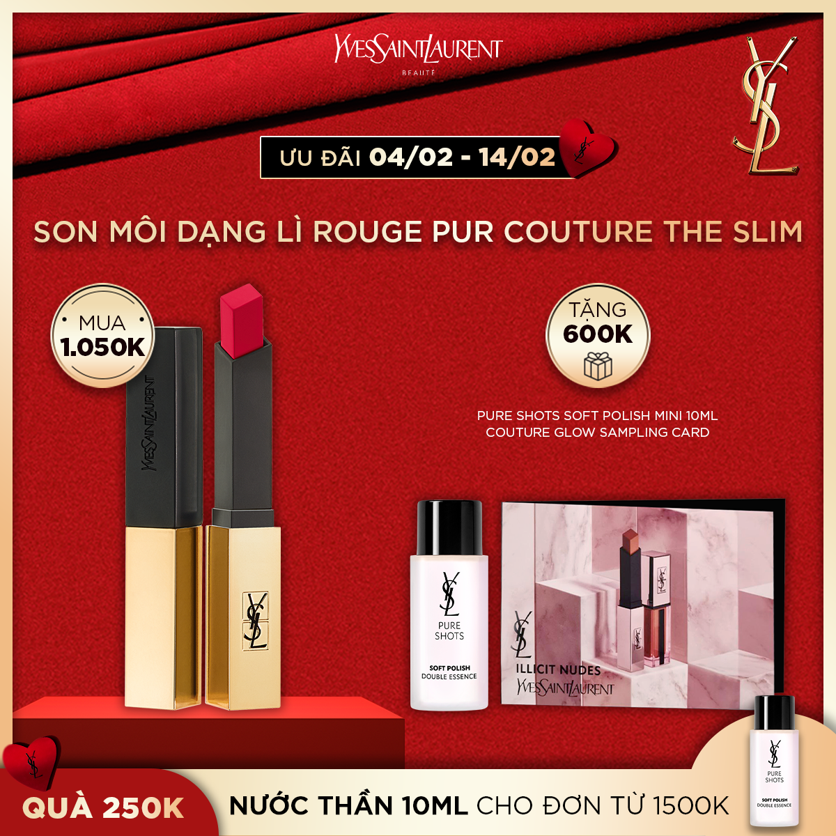 [VLT] Son Môi Rực Rỡ Dạng Lì Rouge Pur Couture The Slim