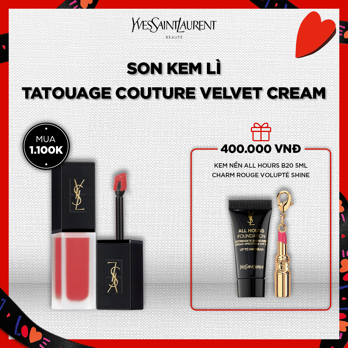 Set Son kem lì Tatouage Couture Velvet Cream