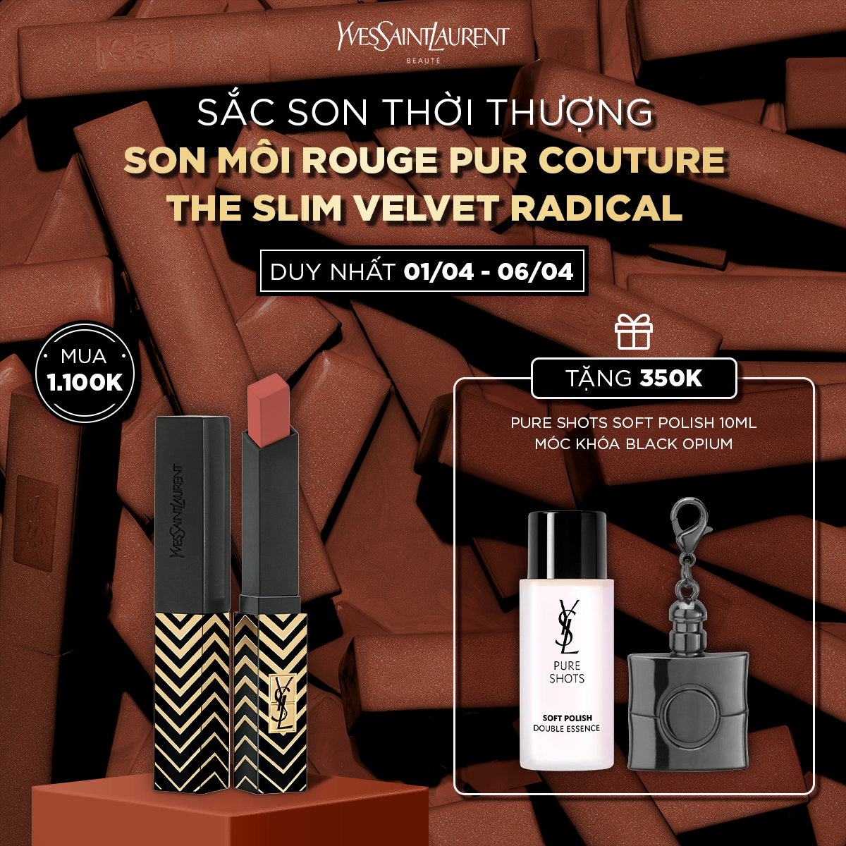 [MAK] Son môi Rouge Pur Couture The Slim Velvet Radical OS 2023