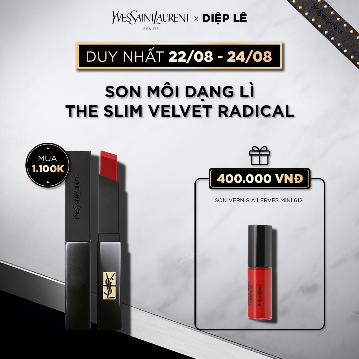 [DLE] Son môi Rouge Pur Couture The Slim Velvet Radical