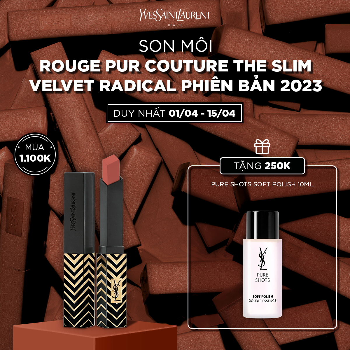 [APR] Son môi Rouge Pur Couture The Slim Velvet Radical OS 2023