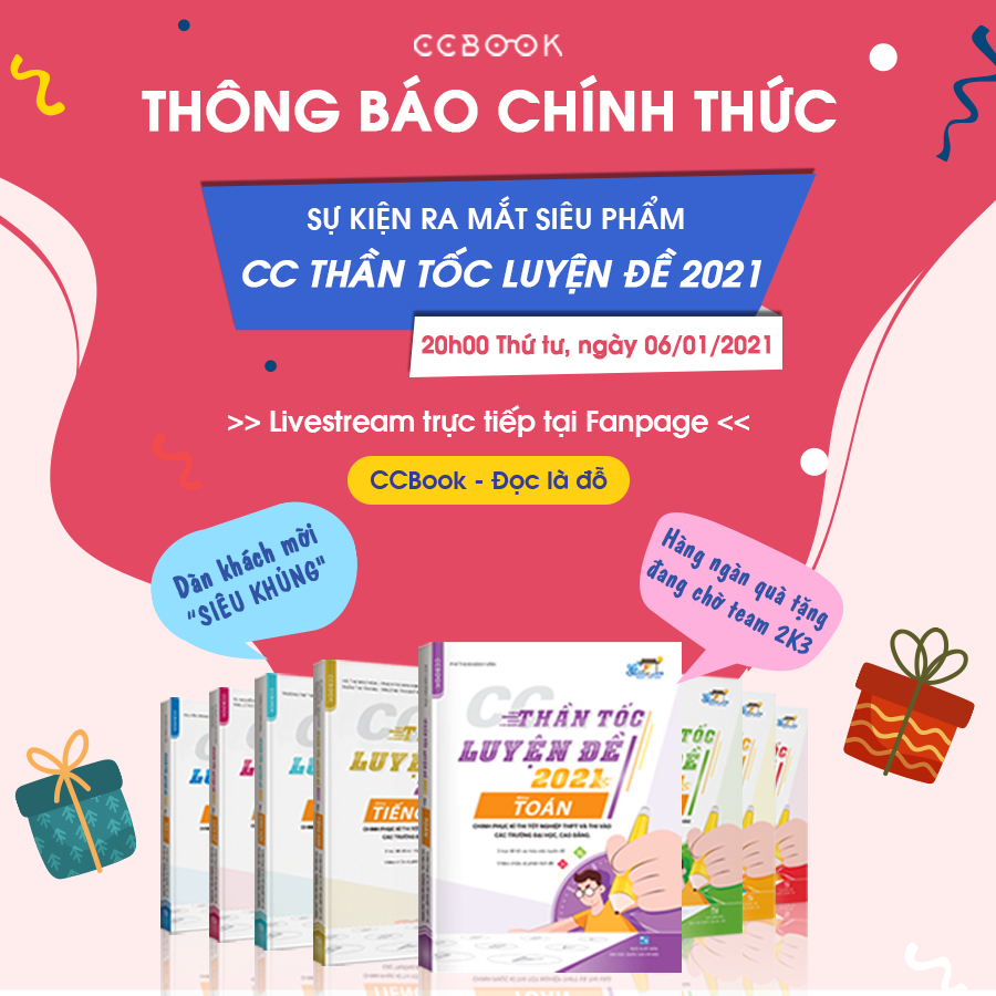 HOT: Chỉ còn 01 ngày đến Lễ ra mắt sách CC Thần tốc luyện đề 2021