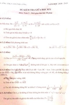 Toán lớp 9 tập 1: Tuyển tập bộ đề thi giữa kì 1 các trường THCS Hà Nội