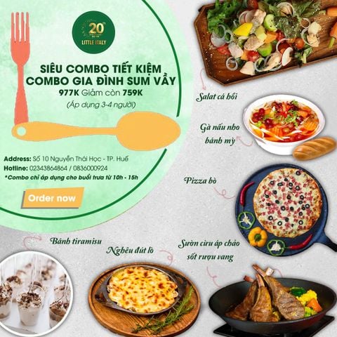 SIÊU COMBO - SIÊU ƯU ĐÃI  CHÀO TUỔI 20 CỦA LITTLE ITALY