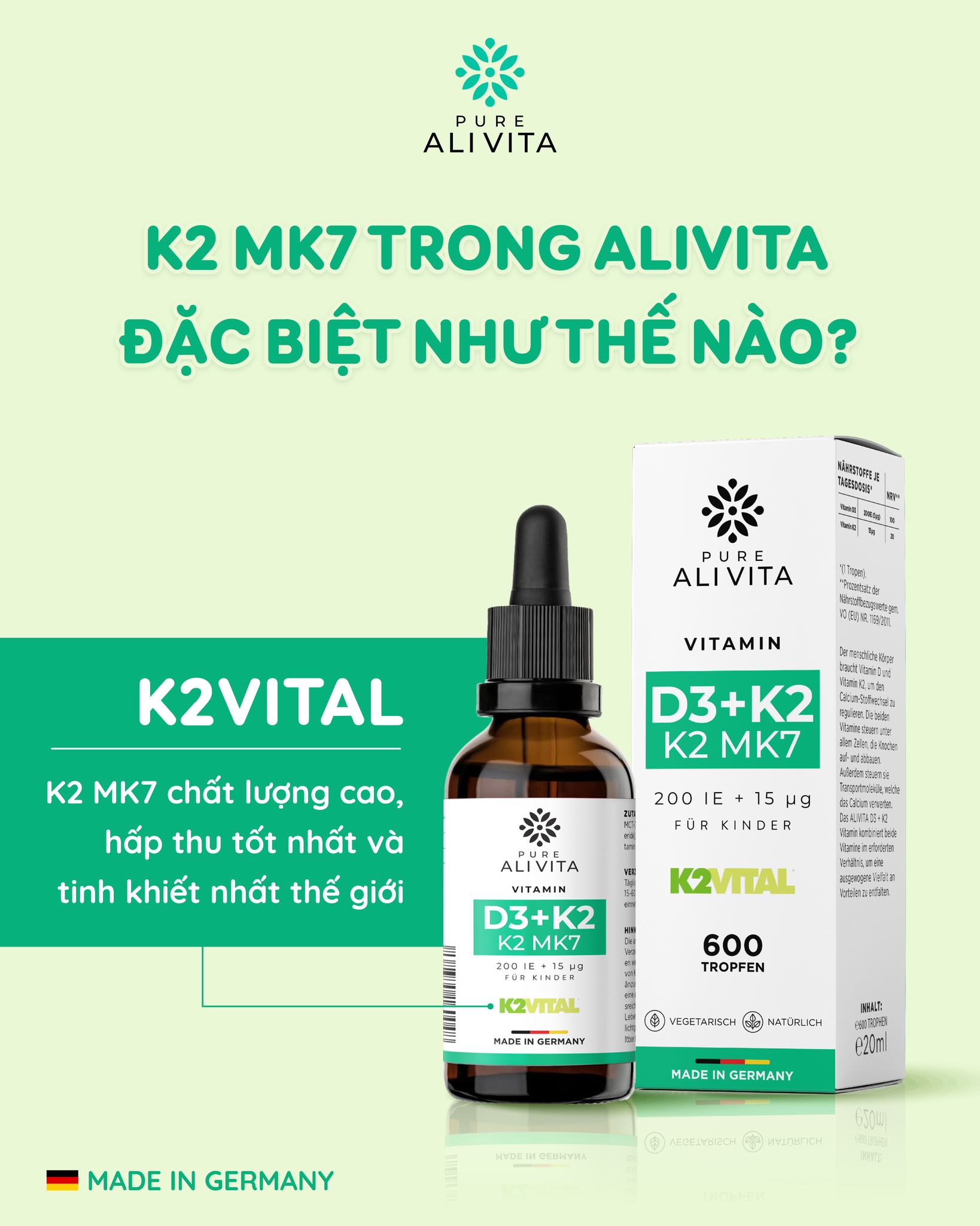 K2 MK7 trong D3+K2 ALIVITA Đặc Biệt Như Thế Nào So Với Các Loại Khác?
