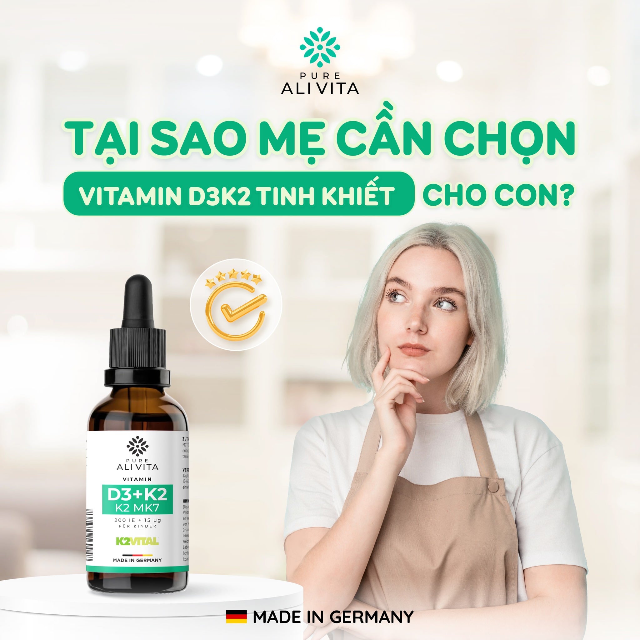 Tại Sao Mẹ Cần Chọn Vitamin D3+K2 Tinh Khiết Cho Con?