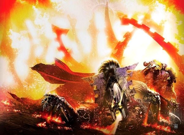 Lorgar “bón hành” cho Avatar of Khaine của tộc Eldar trong Warhammer 40K