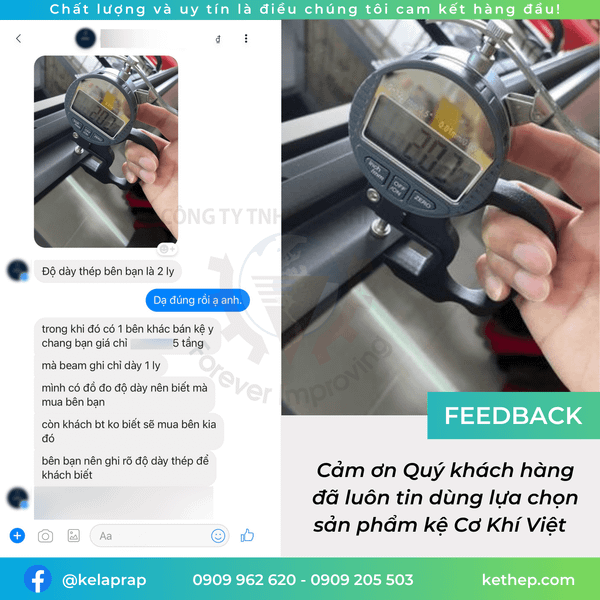 phản hồi thực tế của khách hàng về kệ sắt lắp ráp Cơ Khí Việt