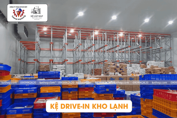 kệ drive-in trong kho lạnh