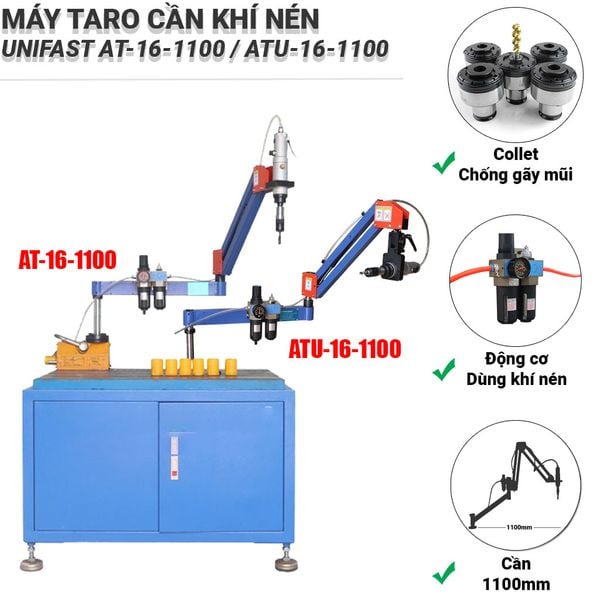 Máy taro cần khí nén Unifast AT-16-1100 và ATU-16-1100