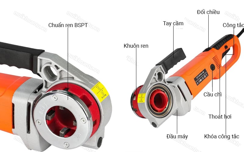 Cấu tạo máy ren ống cầm tay Shida