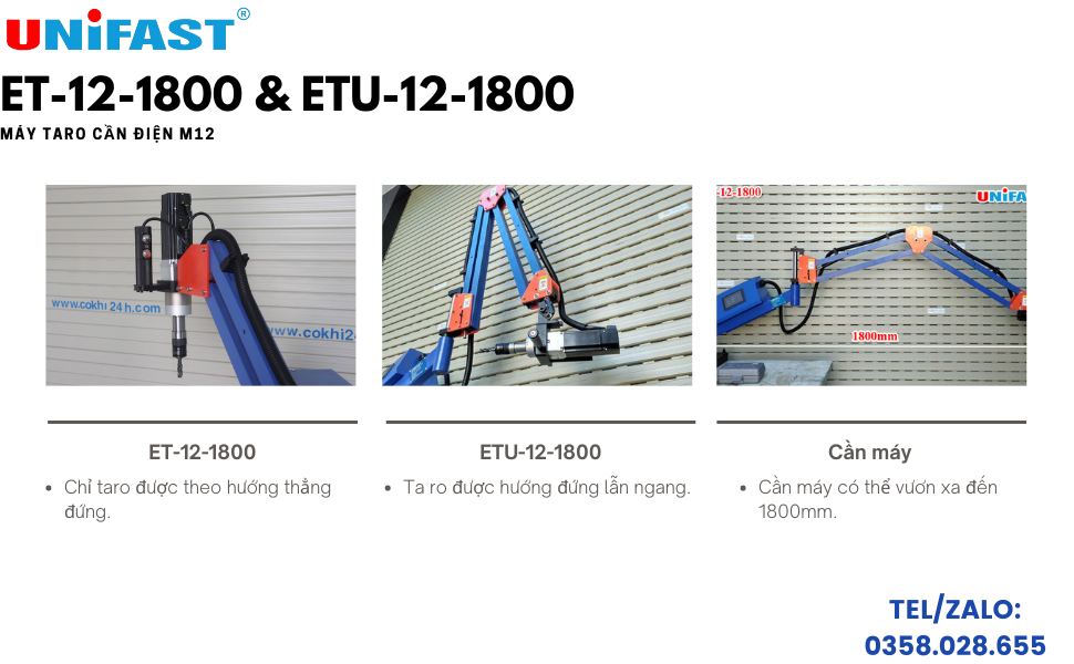 Cấu tạo máy taro cần điện ET-12-1800 và ETU-12-1800