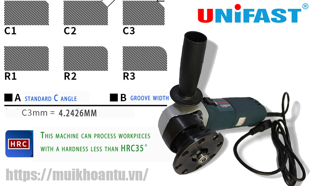 Máy vát mép lỗ cầm tay mini chạy điện Unifast JT-100
