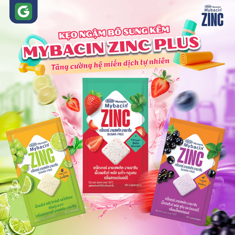 Kẹo Ngậm Bổ Sung Kẽm Mybacin Zinc Plus - Tăng Cường Hệ Miễn Dịch Tự Nhiên
