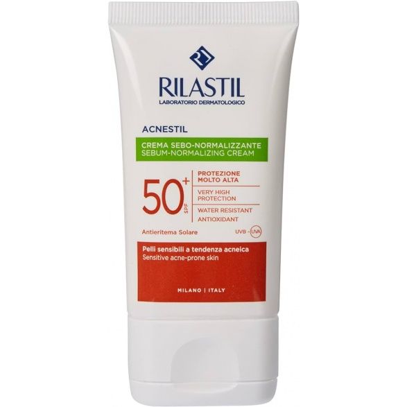 Kem Chống Nắng Kiểm Soát Nhờn Dành Cho Da Mụn Rilastil Acnestil Sebum-Normalizing Cream Spf 50+ 40Ml