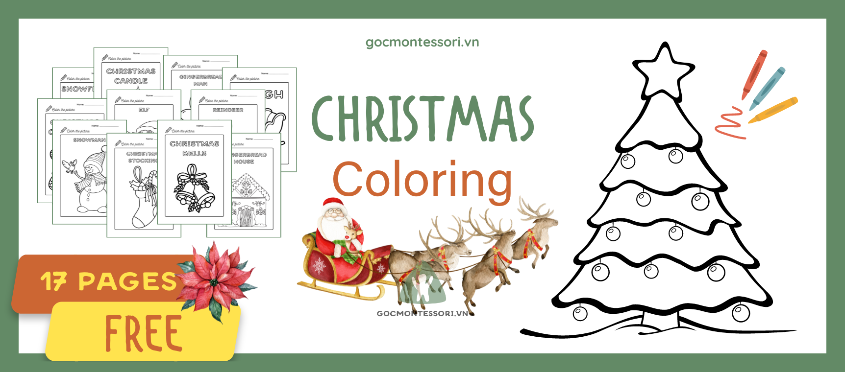 FREE CHRISTMAS COLORING PAGES FOR KIDS – Góc Montessori