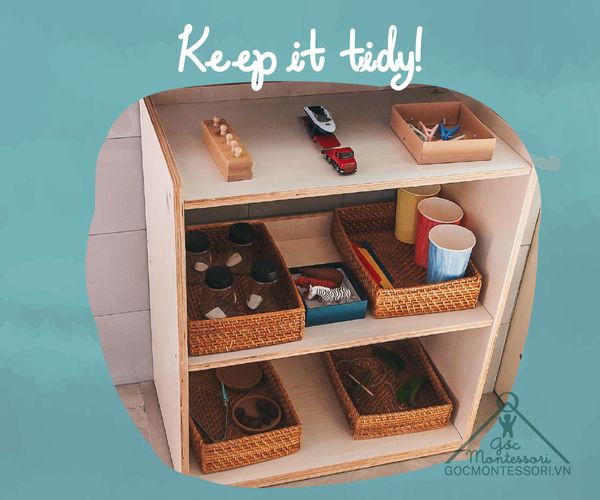 Keep the Montessori shelf tidy