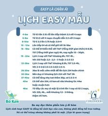 TOÀN BỘ LỊCH EASY MẪU TỪ SƠ SINH ĐẾN 56