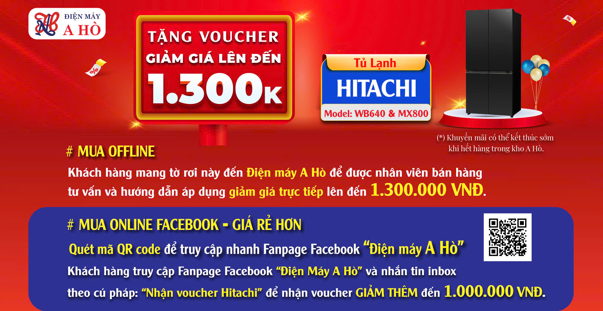 Tủ lạnh Hitachi WB640 & MX800 👉 Tặng Voucher giảm giá lên đến 1.300.000đ (MUA ONLINE FACEBOOK - GIÁ RẺ HƠN)