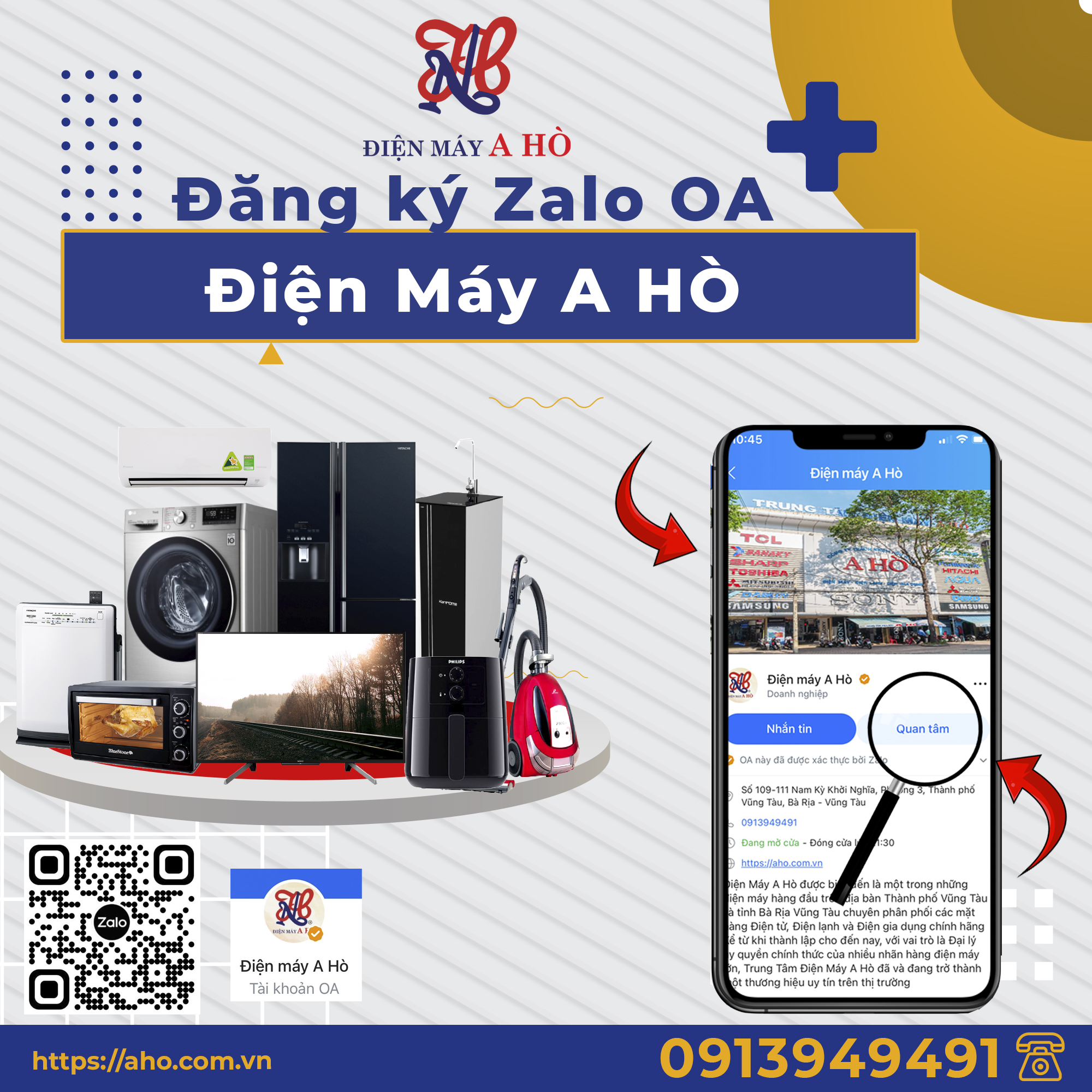 ĐĂNG KÝ ZALO ĐIỆN MÁY A HÒ - NHẬN THÔNG TIN KHUYẾN MÃI LIỀN TAY