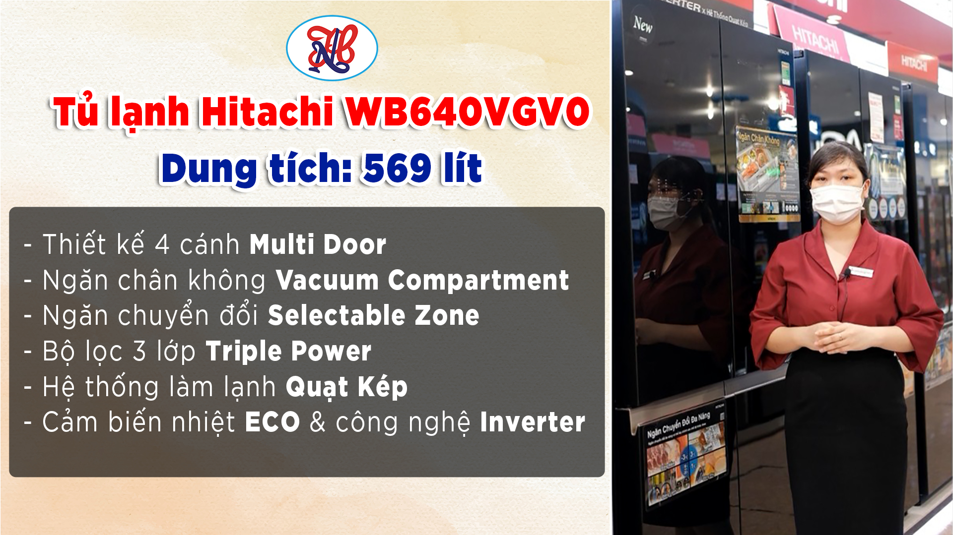 [Review] Tủ lạnh 4 cửa 𝐇𝐢𝐭𝐚𝐜𝐡𝐢 𝟓𝟔𝟗 𝐥𝐢́𝐭 - 𝐖𝐁𝟔𝟒𝟎𝐕𝐆𝐕𝟎 (Ngăn chân không độc đáo)