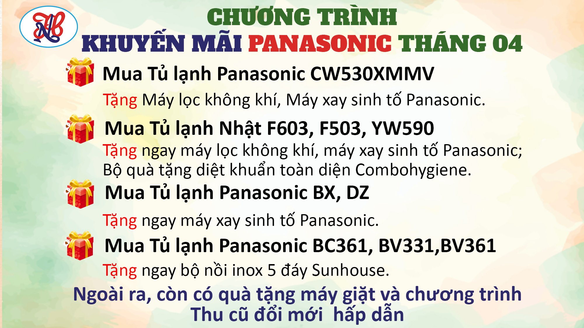 🎁 TỦ LẠNH PANASONIC "ƯU ĐÃI NGẬP TRÀN, BẠT NGÀN QUÀ TẶNG"