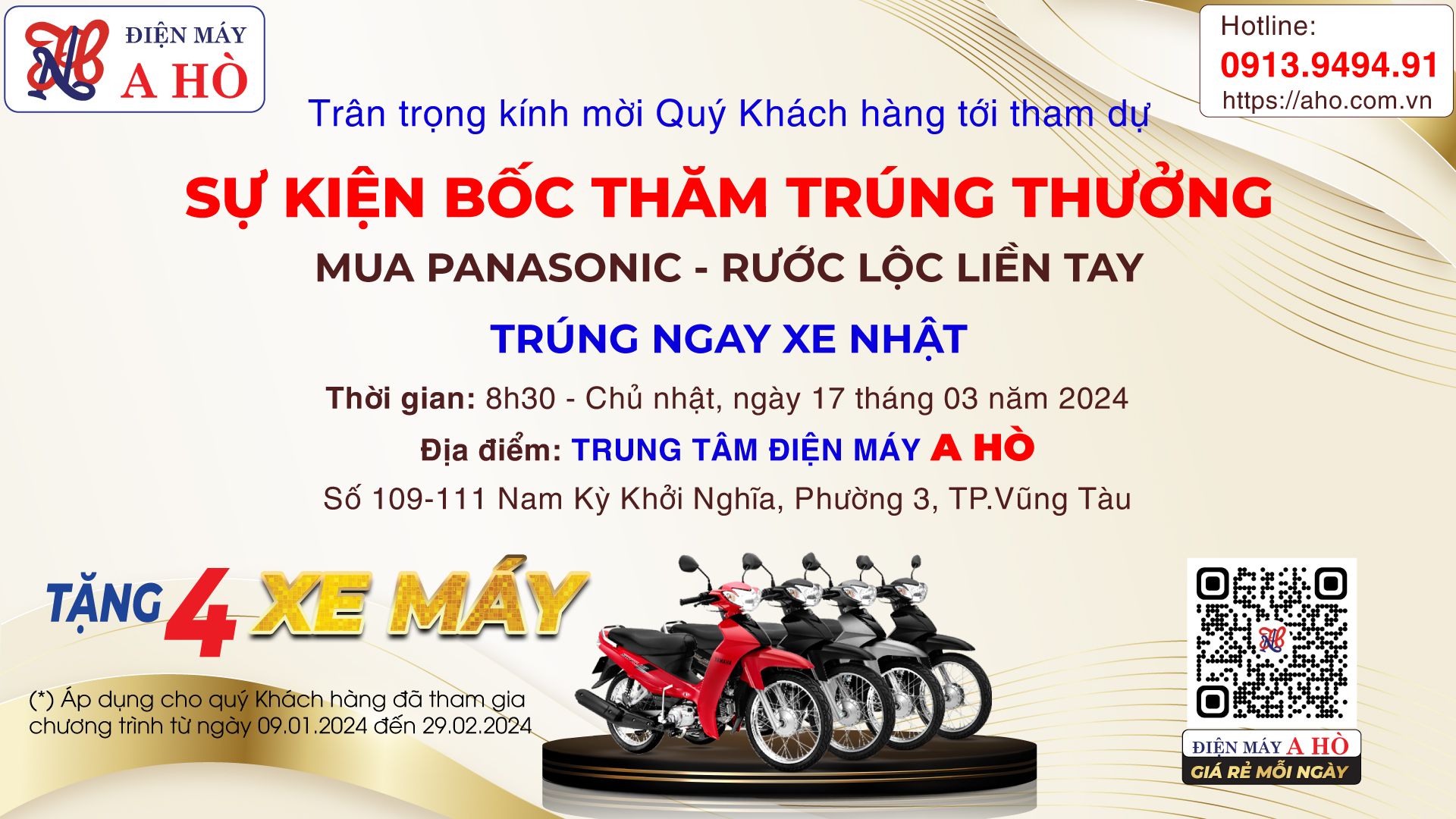 📢 THƯ MỜI THAM DỰ LỄ BỐC THĂM CHƯƠNG TRÌNH: "MUA PANASONIC - RƯỚC LỘC LIỀN TAY - TRÚNG NGAY XE NHẬT" 📢 📢