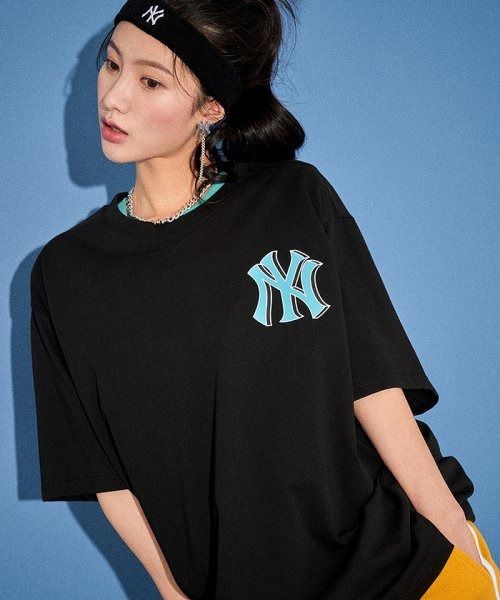 MLB NY big logo black Tshirt