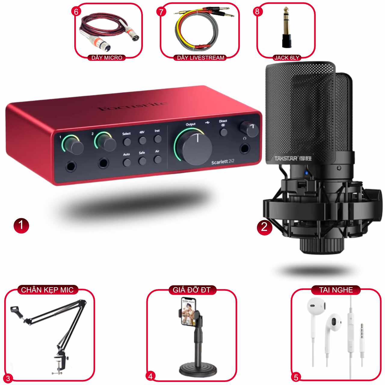 Combo Focusrite 2i2 Gen 4 Và Micro Takstar SM8B (2nd Gen)
