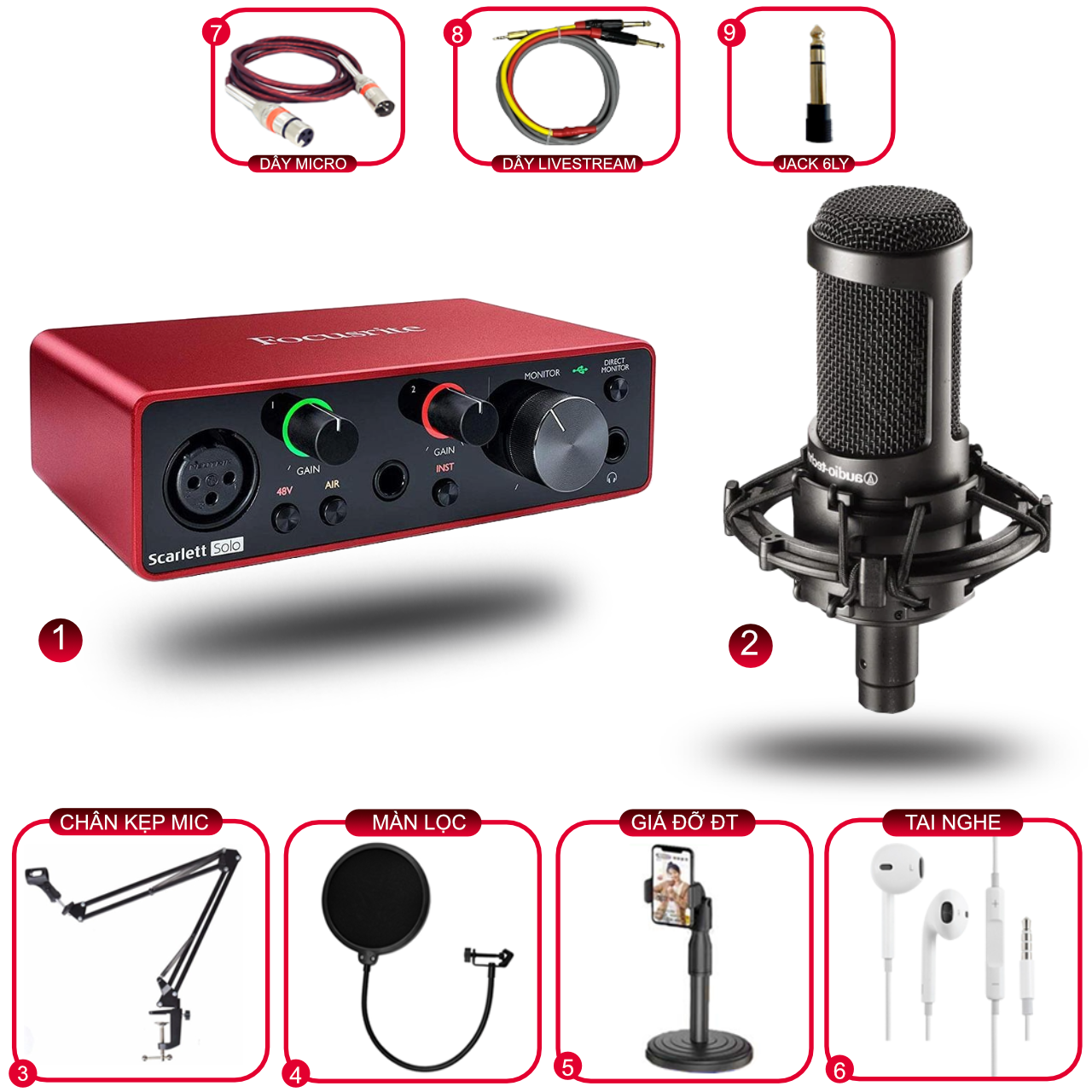 Combo Focusrite Solo Gen 3 Và Micro Technica AT2035