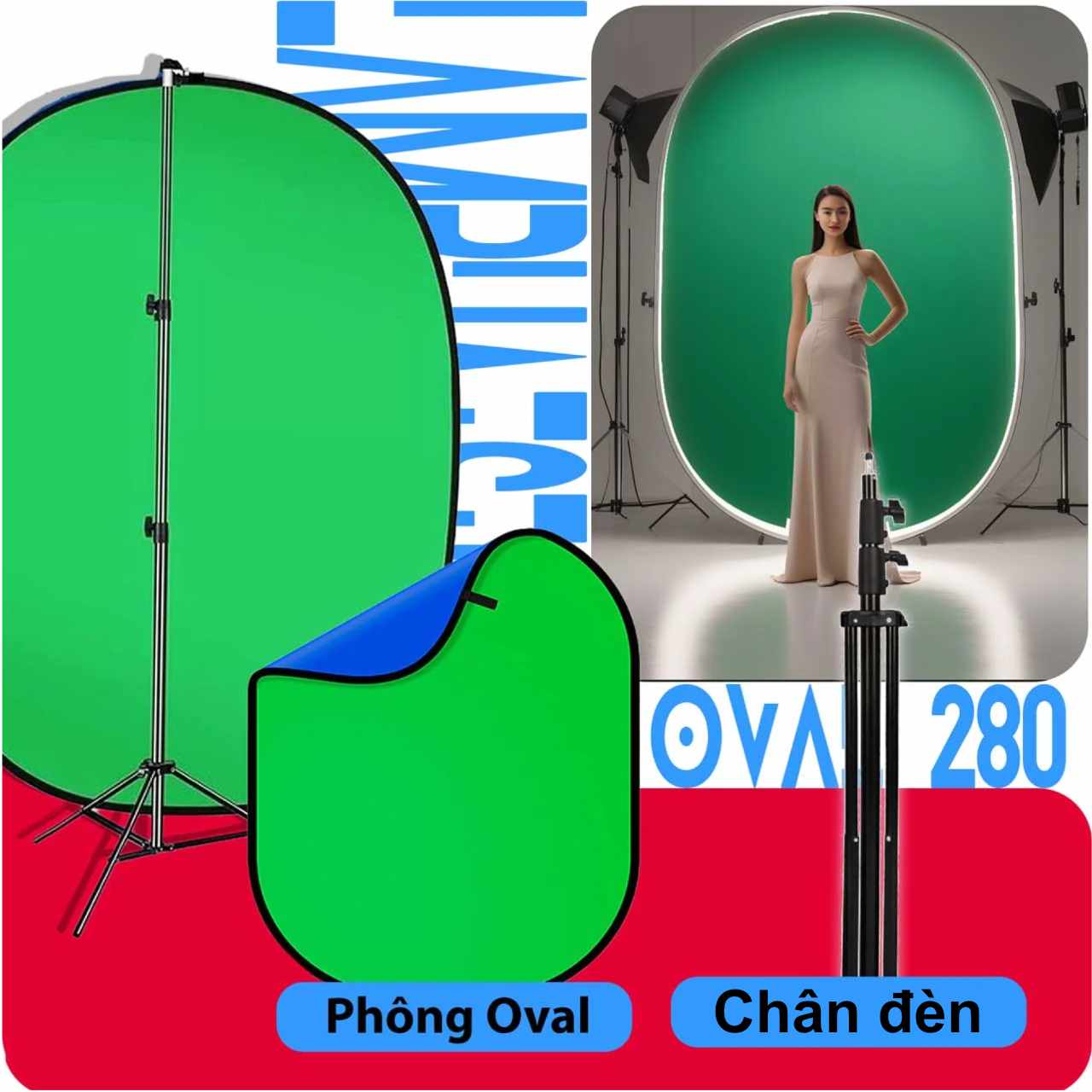 Combo LP Oval 280 phông xanh livestream di động