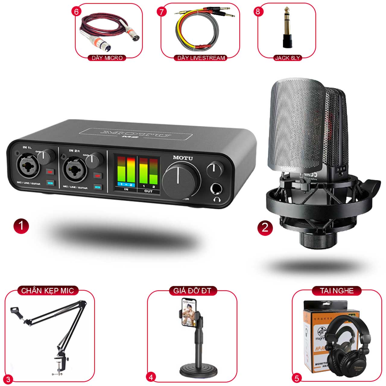 Combo Sound Card Motu M2 Và Micro Takstar Tak55