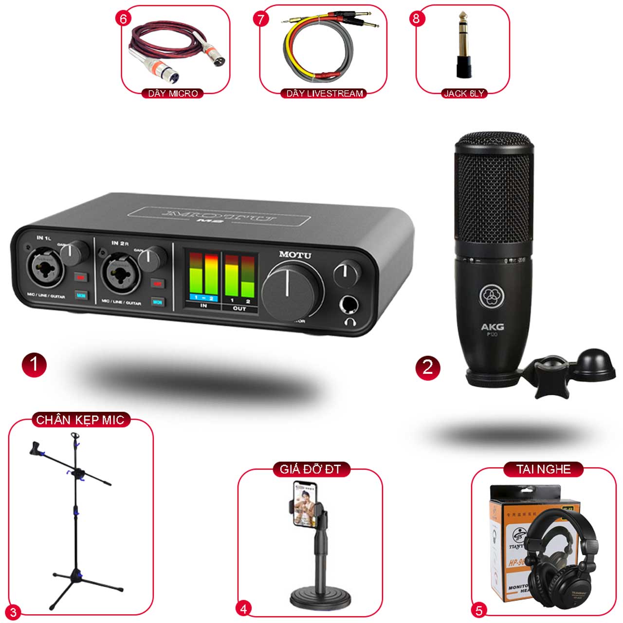Combo Sound Card MOTU M2 Và Micro Thu Âm AKG P120