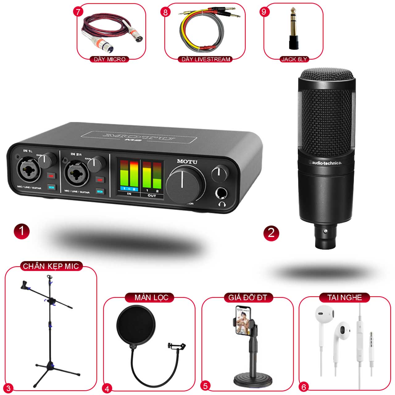 Combo Sound Card MOTU M2 Và Micro Thu Âm AT2020