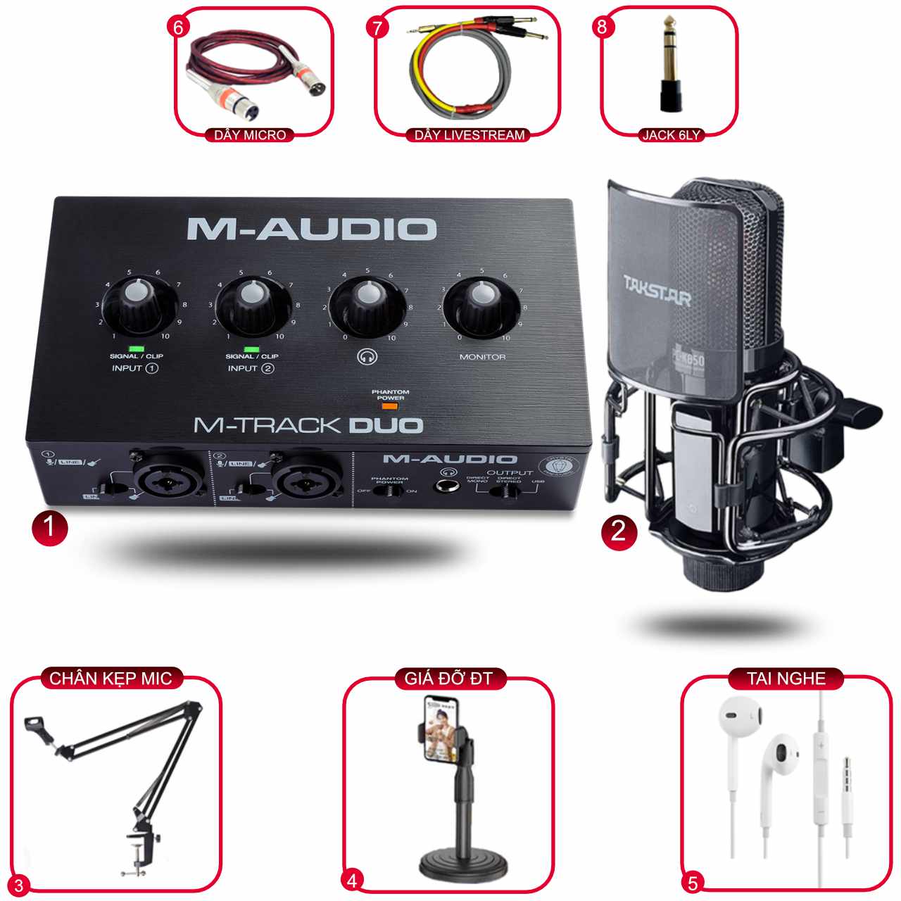 Combo Thu Âm M-Audio M-Track Duo và Micro Takstar K850