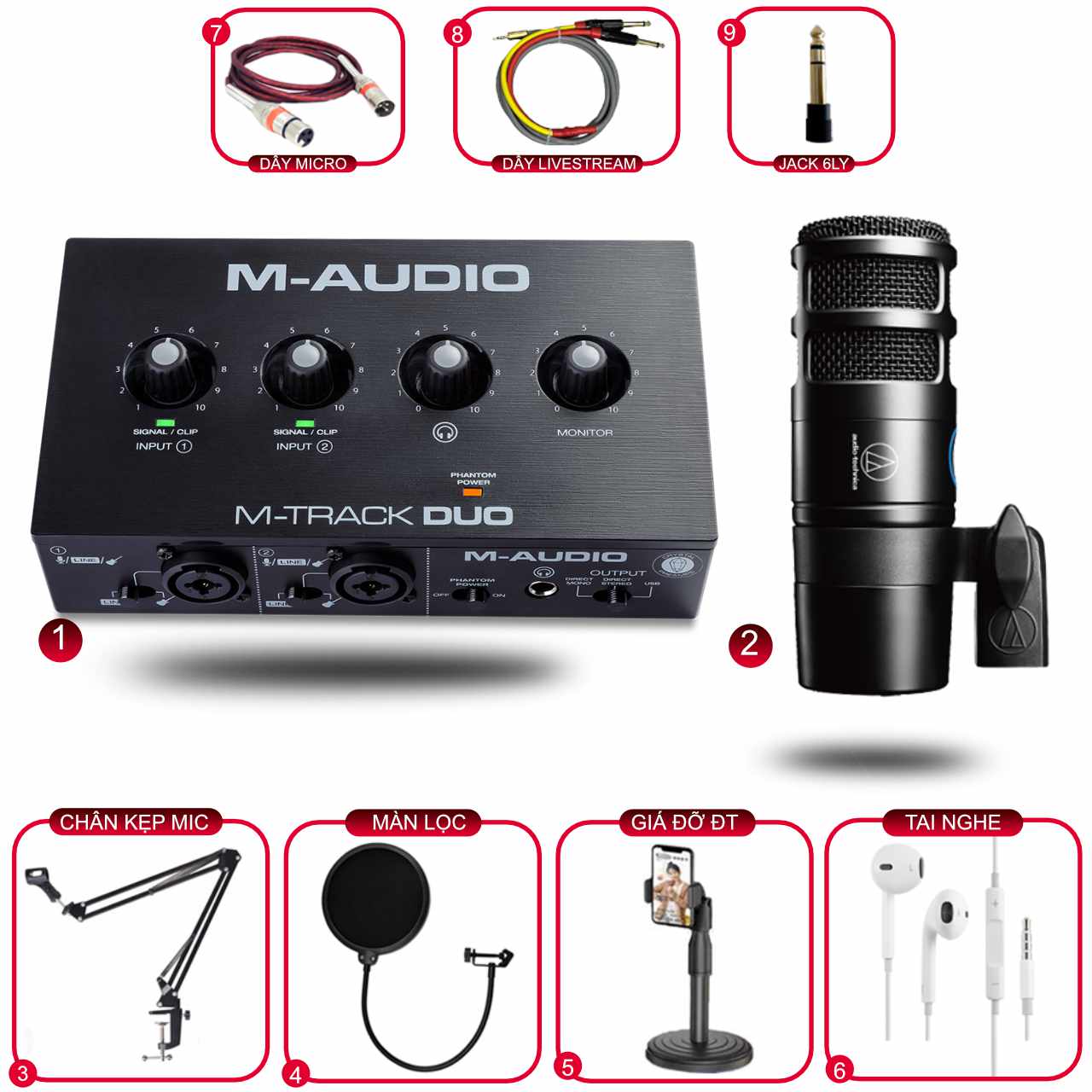 Combo Thu Âm M Audio M Track Duo và Micro AT2040