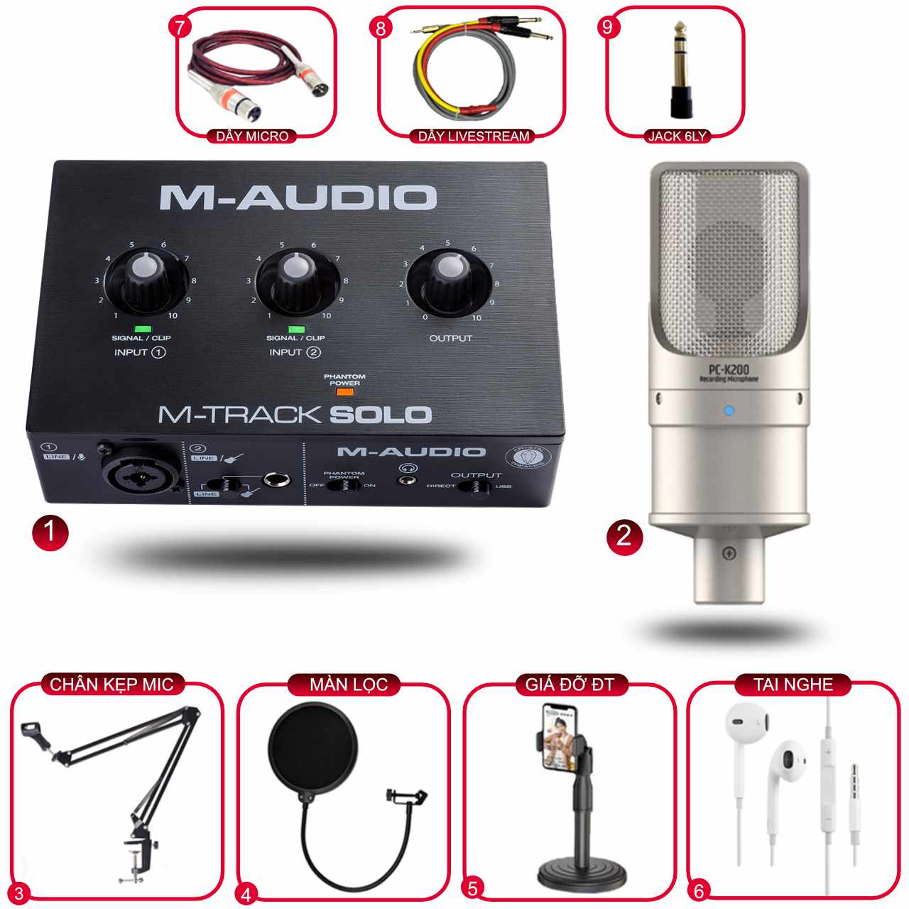 Combo Thu Âm M Audio M Track Solo và Micro Takstar PC K200 Gen 2