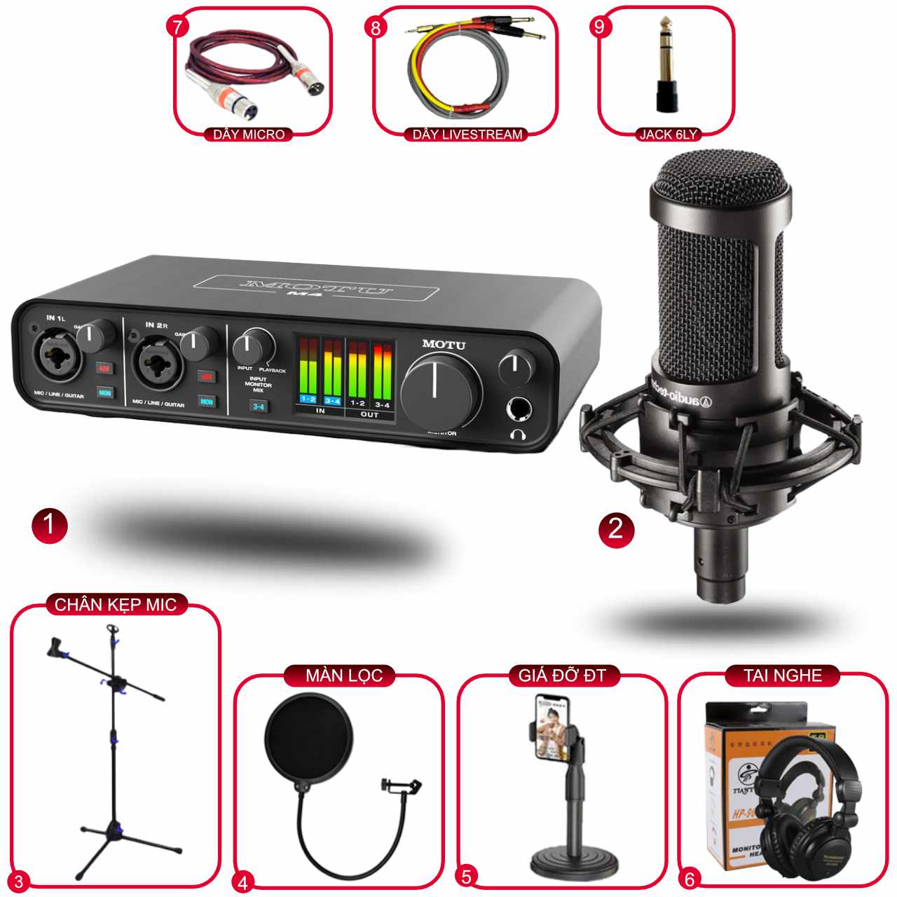 Combo Thu Âm MOTU M4 Và Micro Audio Technica AT2035