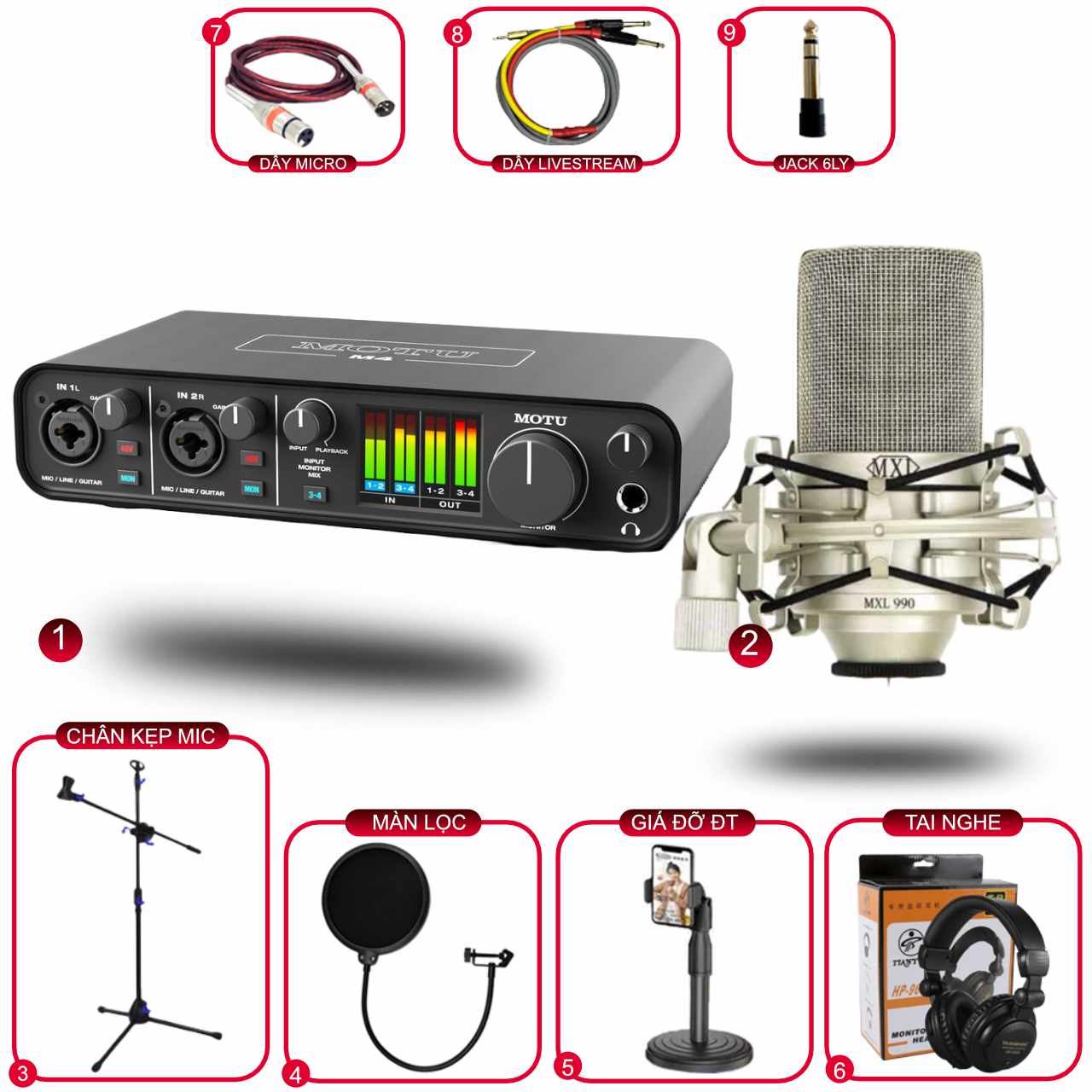 Combo Thu Âm MOTU M4 Và Micro MXL 990