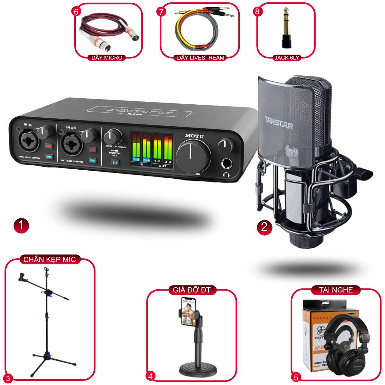 Combo Thu Âm MOTU M4 Và Micro Takstar PC K850