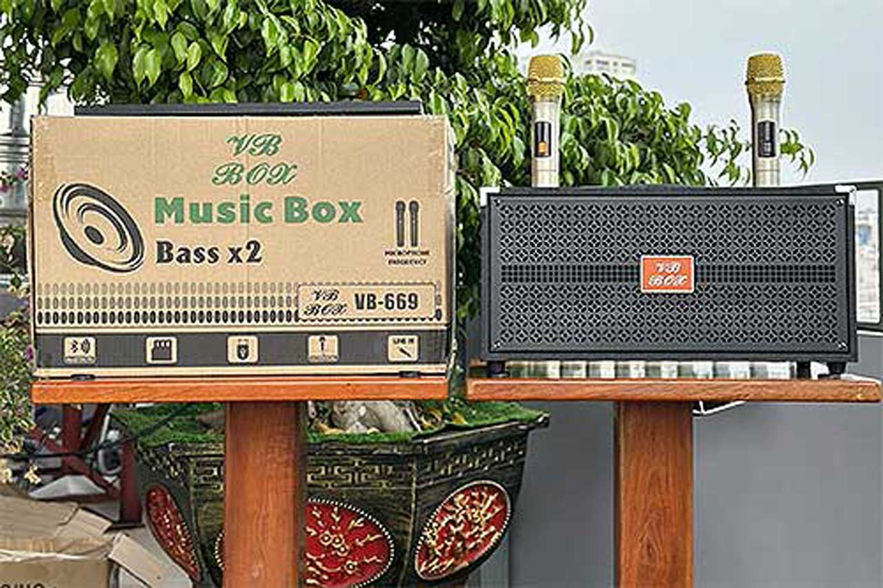 VBBOX VB669 Loa karaoke bass đôi 16cm loa xách tay giá rẻ