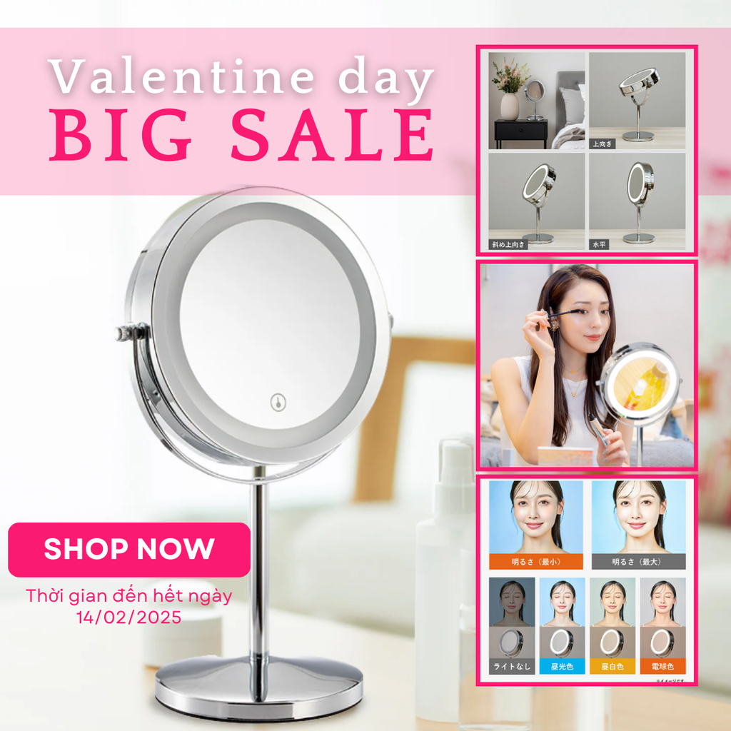 Valentine lung linh cùng gương đèn trang điểm để bàn MotoM