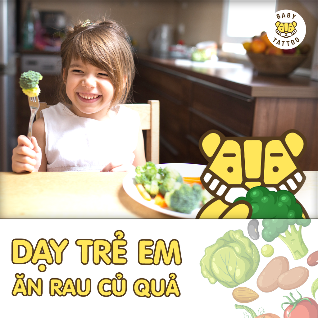 Dạy trẻ ăn rau củ quả.