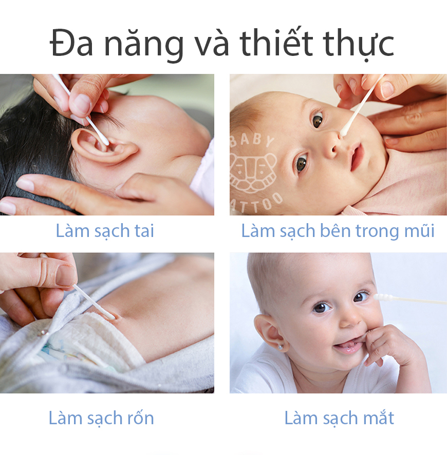 sử dụng tăm bông sơ sinh