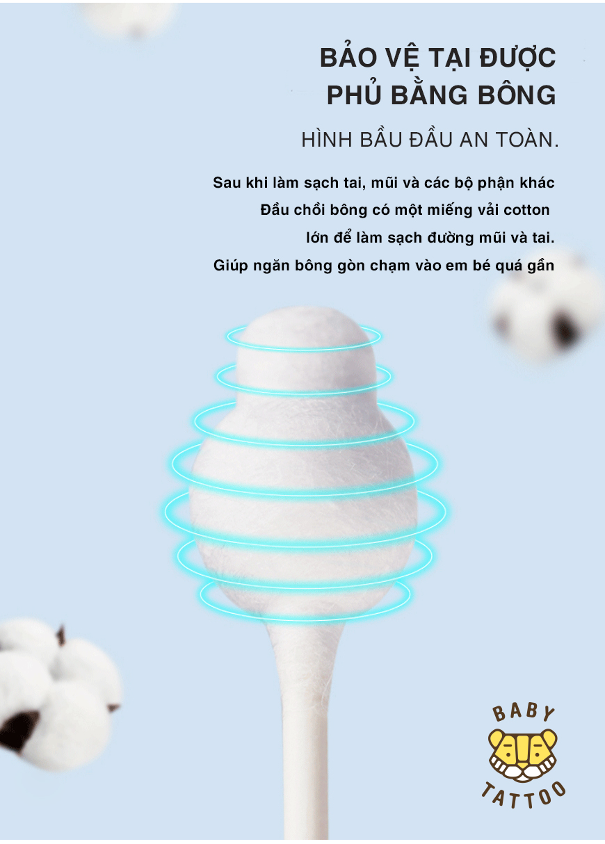 tăm bông trẻ em dạngđầu to nụ bông