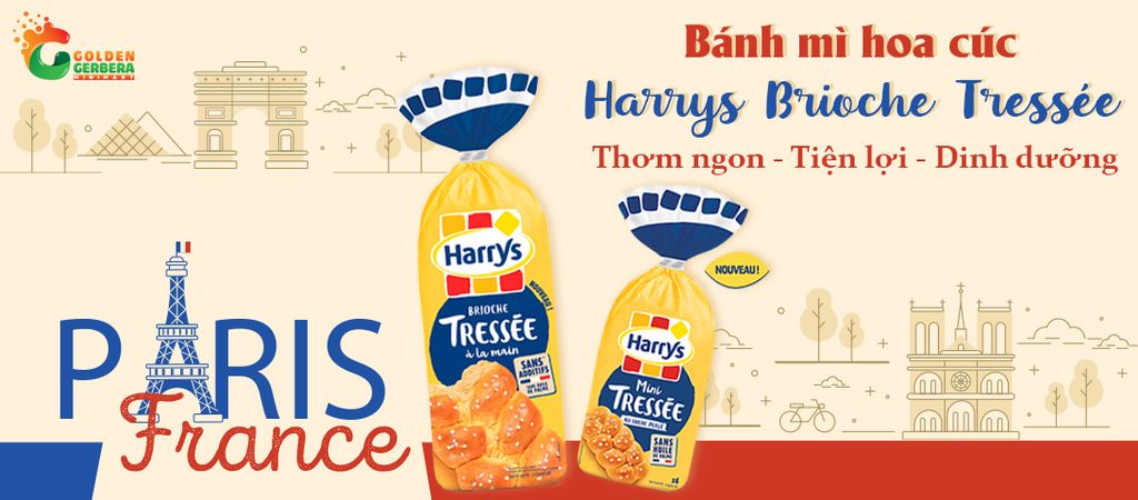 Bữa ăn tiện lợi và đầy đủ dinh dưỡng cùng bánh mì hoa cúc Harrys Brioche Tressée
